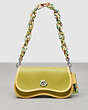 COACH®,Wavy Dinky Bag With Crossbody Strap,Coachtopia Leather,Small,Lime Green/Sunflower,Front View