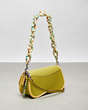 COACH®,Wavy Dinky Bag With Crossbody Strap,Coachtopia Leather,Small,Lime Green/Sunflower,Angle View