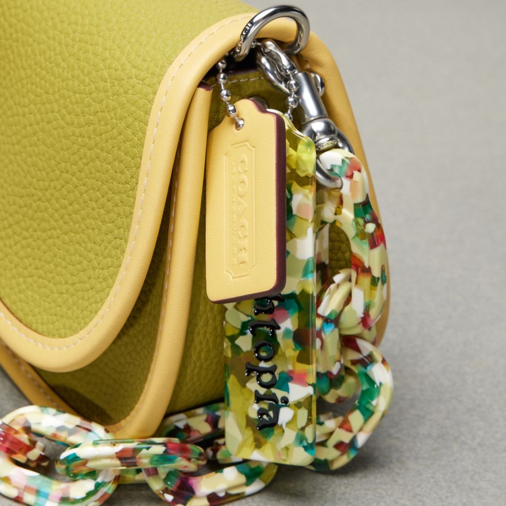 COACH®,Wavy Dinky Bag In Coachtopia Leather,Acrylic,Leather,Shoulder Bag,Plastic,Embossed,Logo,Silver Metal,Day Party,,Group View