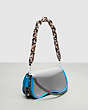 COACH®,Wavy Dinky Bag With Crossbody Strap,Coachtopia Leather,Small,Washed Steel/Surf Blue,Angle View