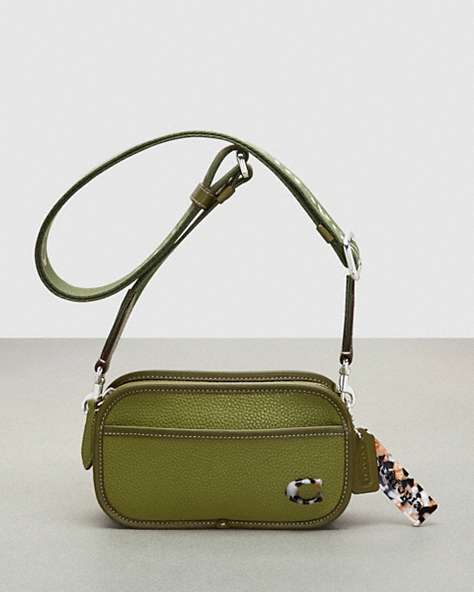 COACH®,Crossbody Convertible Belt Bag In Coachtopia Leather,Coachtopia Leather,Small,Olive Green,Front View