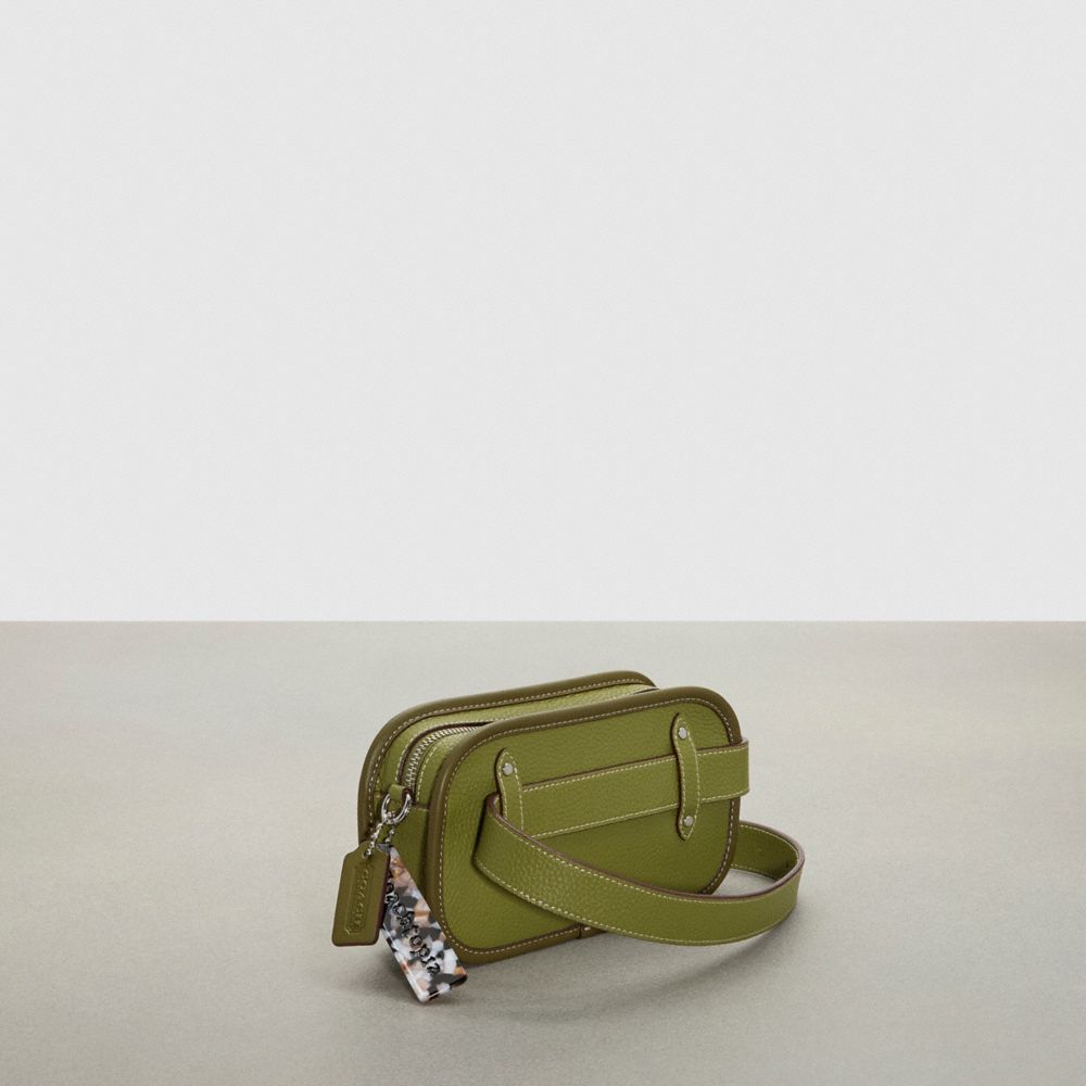 COACH®,Crossbody Convertible Belt Bag In Coachtopia Leather,Small,Olive Green,Angle View