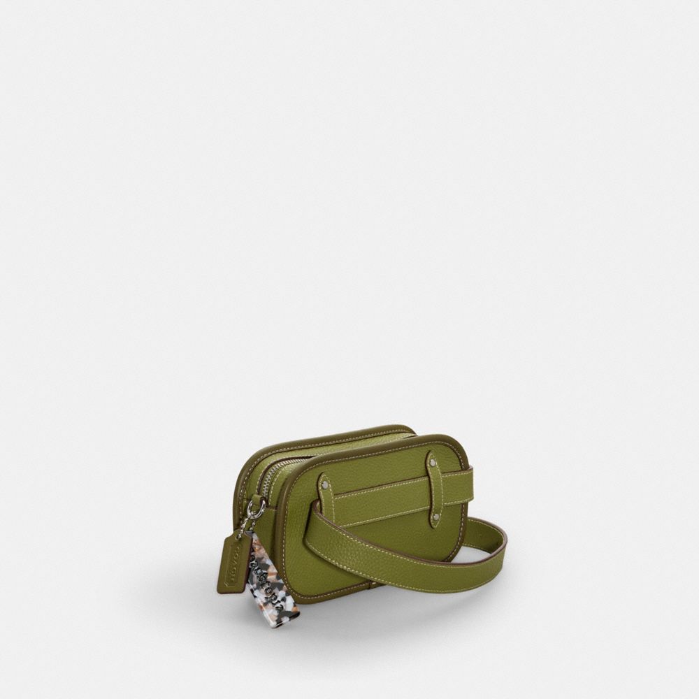 COACH®,Crossbody Convertible Belt Bag In Coachtopia Leather,Small,Olive Green,Angle View