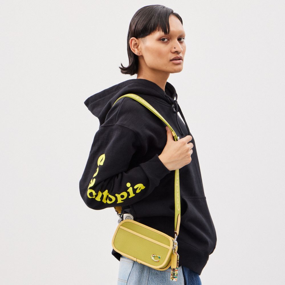 COACH®,Crossbody Belt Bag In Coachtopia Leather,Leather,Crossbody,Plastic,Word Embellishment,Logo,Casual,Olive,Detail View
