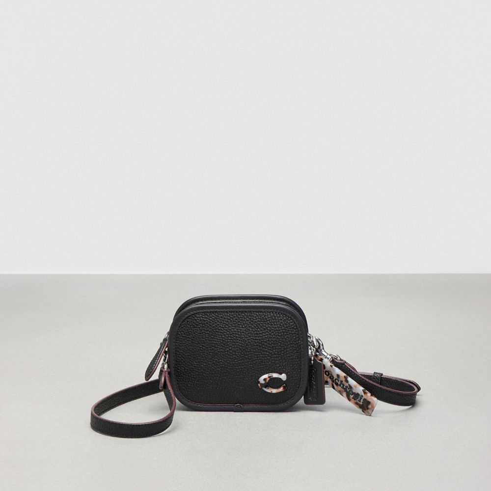 COACH®,Mini Crossbody In Coachtopia Leather,Coachtopia Leather,Mini,Black,Front View