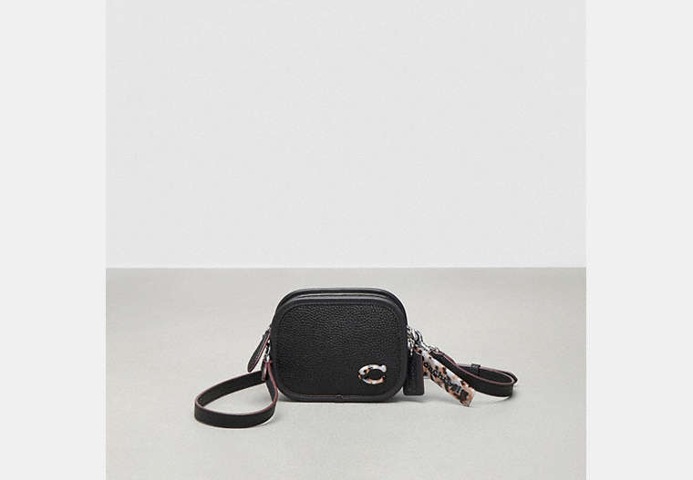 COACH®,Mini Crossbody in Coachtopia Leather,Coachtopia Leather,Mini,Black,Front View