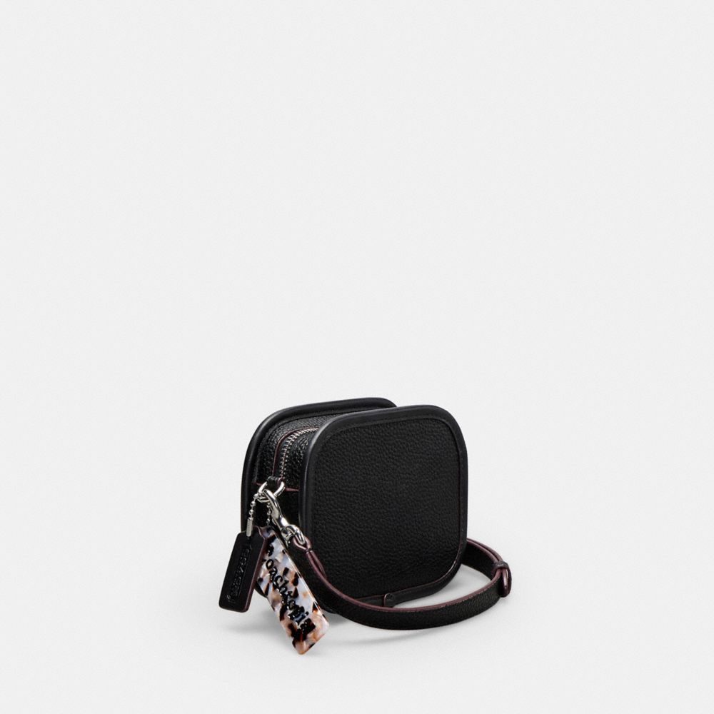 COACH®,Mini Crossbody In Coachtopia Leather,Coachtopia Leather,Mini,Black,Angle View