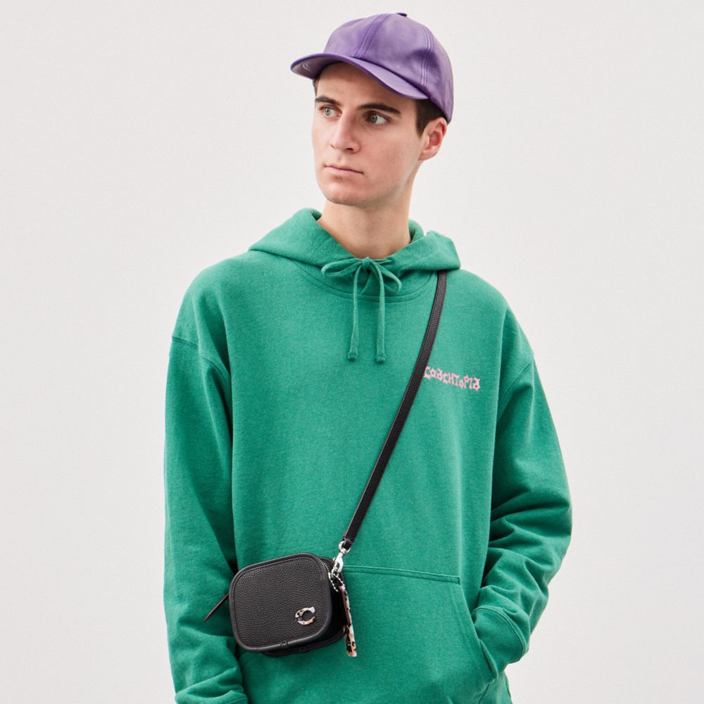 COACH®,Mini Crossbody Bag In Coachtopia Leather,Leather,Acrylic,Crossbody,Plastic,Logo,Metal,Casual,Black,Detail View