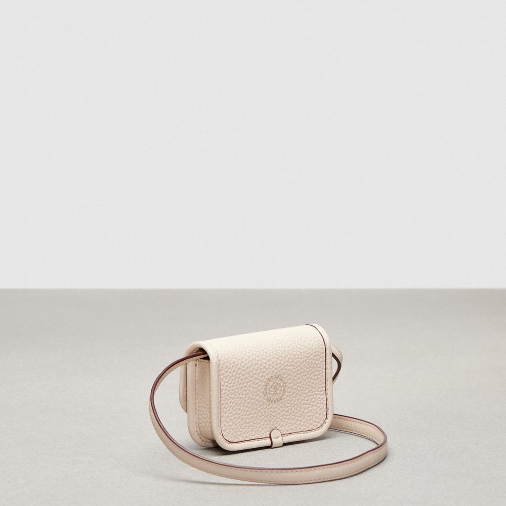 COACH®,Wavy Wallet With Crossbody Strap,Coachtopia Leather,Mini,Cloud,Angle View