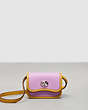 COACH®,Wavy Wallet With Crossbody Strap,Coachtopia Leather,Mini,Violet Orchid/Flax,Front View