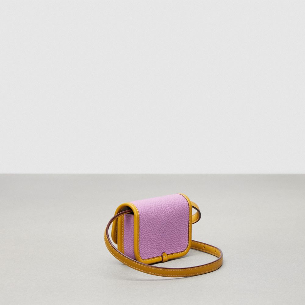COACH®,Wavy Wallet In Coachtopia Leather,Acrylic,Leather,Crossbody,Plastic,Casual,Lavender,Angle View