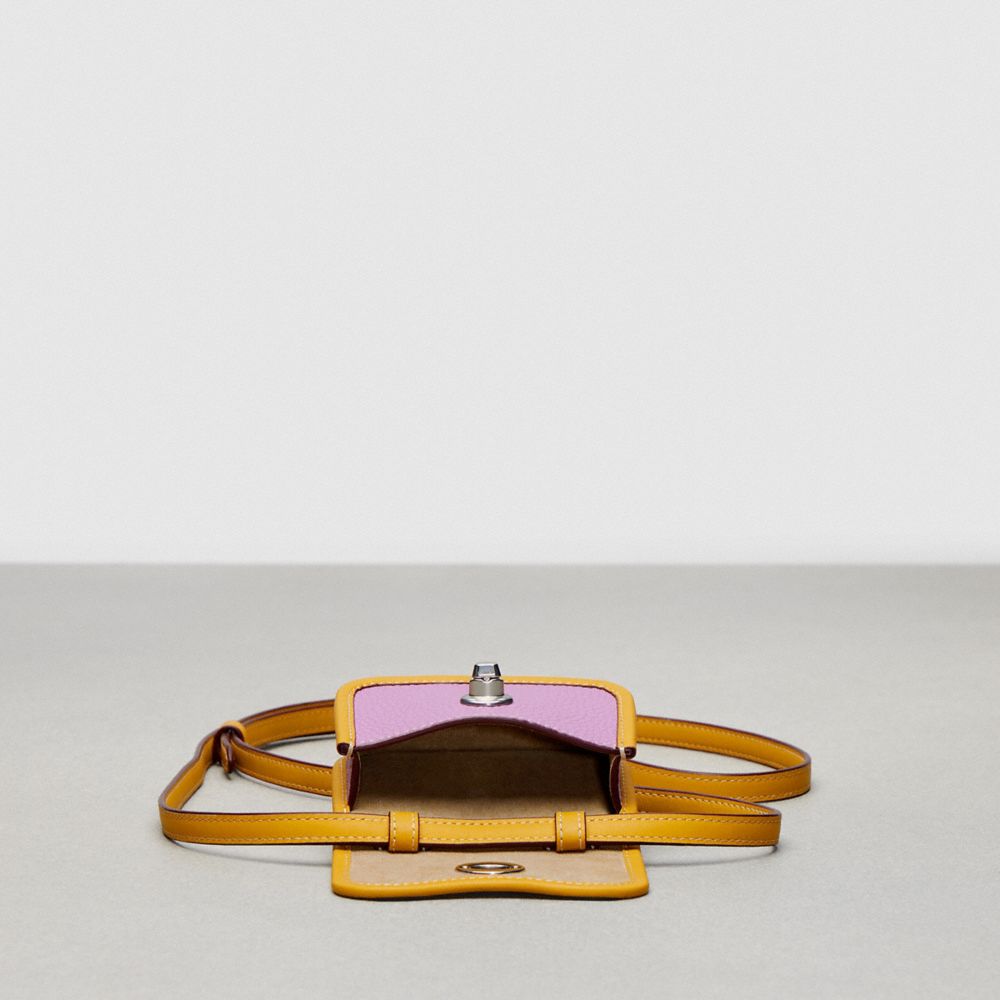 COACH®,Wavy Wallet In Coachtopia Leather,Acrylic,Leather,Crossbody,Plastic,Casual,Lavender,Inside View,Top View