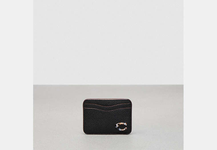 COACH®,Wavy Card Case,Coachtopia Leather,Black,Front View image number 0