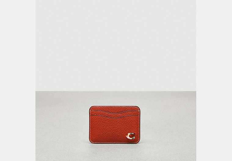 COACH®,Wavy Card Case,Coachtopia Leather,Deep Orange,Front View
