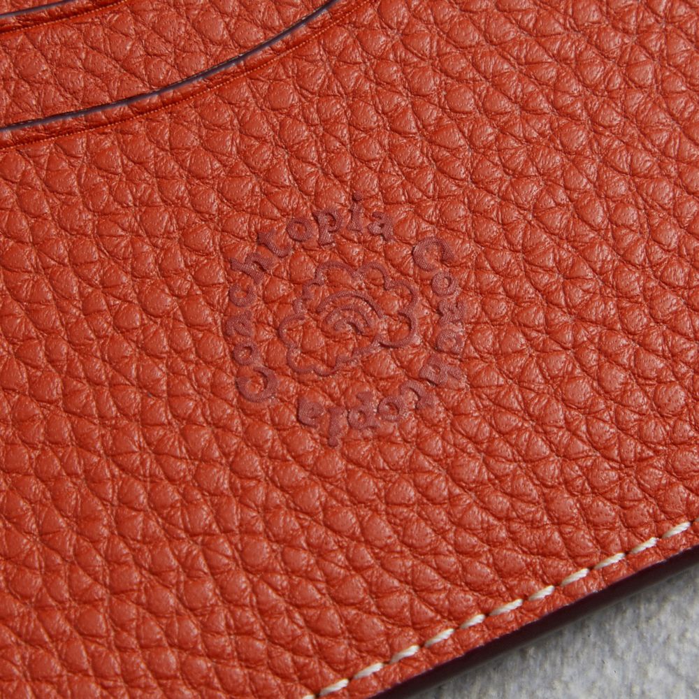 COACH®,Porte-cartes ondulé en cuir Coachtopia,Cuir Coachtopia,Orange profond