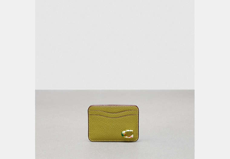COACH®,Wavy Card Case,Coachtopia Leather,Lime Green,Front View