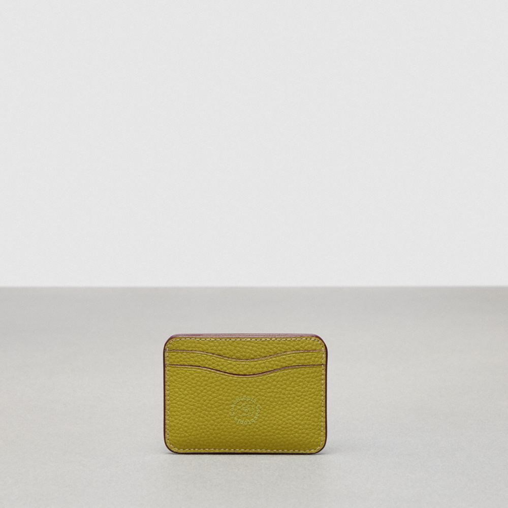 COACH®,Wavy Card Case In Coachtopia Leather,Leather,Card Case,Plastic,Piping,Casual,Olive,Back View