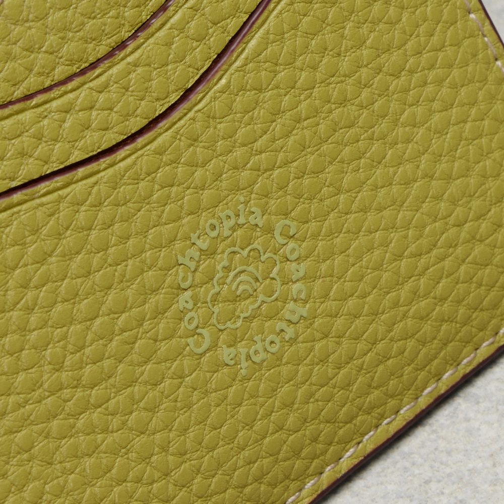 COACH®,Wavy Card Case In Coachtopia Leather,Leather,Card Case,Plastic,Piping,Casual,Olive