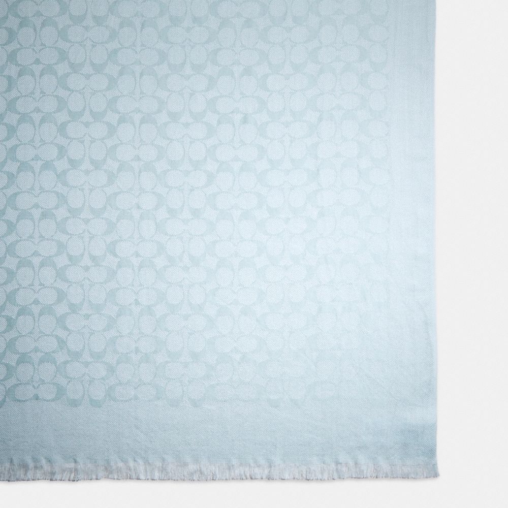 COACH®,Restored Signature Stole,Silk,Cotton,Rectangle,Frayed,Casual,,Closer View