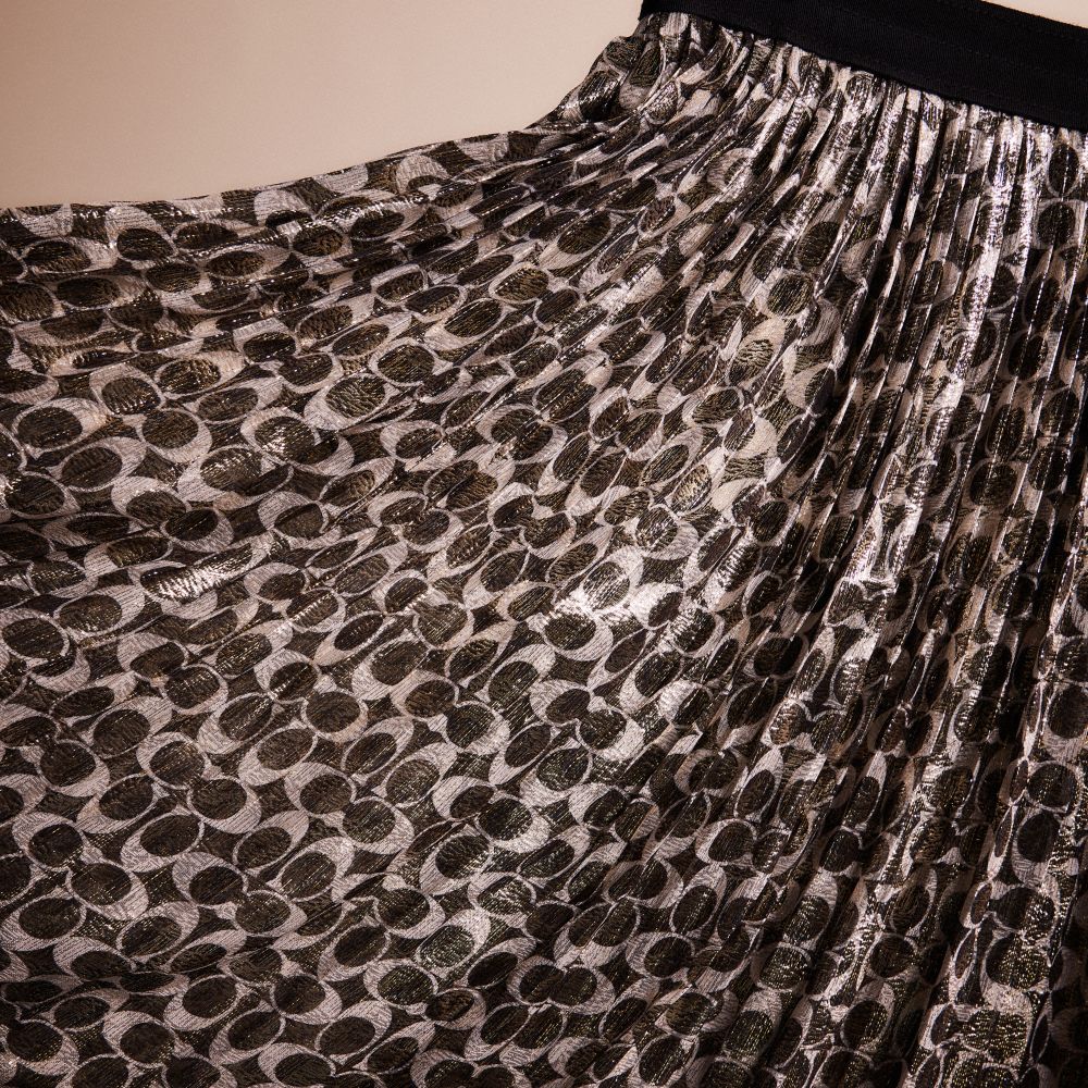 COACH®,RESTORED METALLIC PLEATED SKIRT,Silk,Signature C,Scale View
