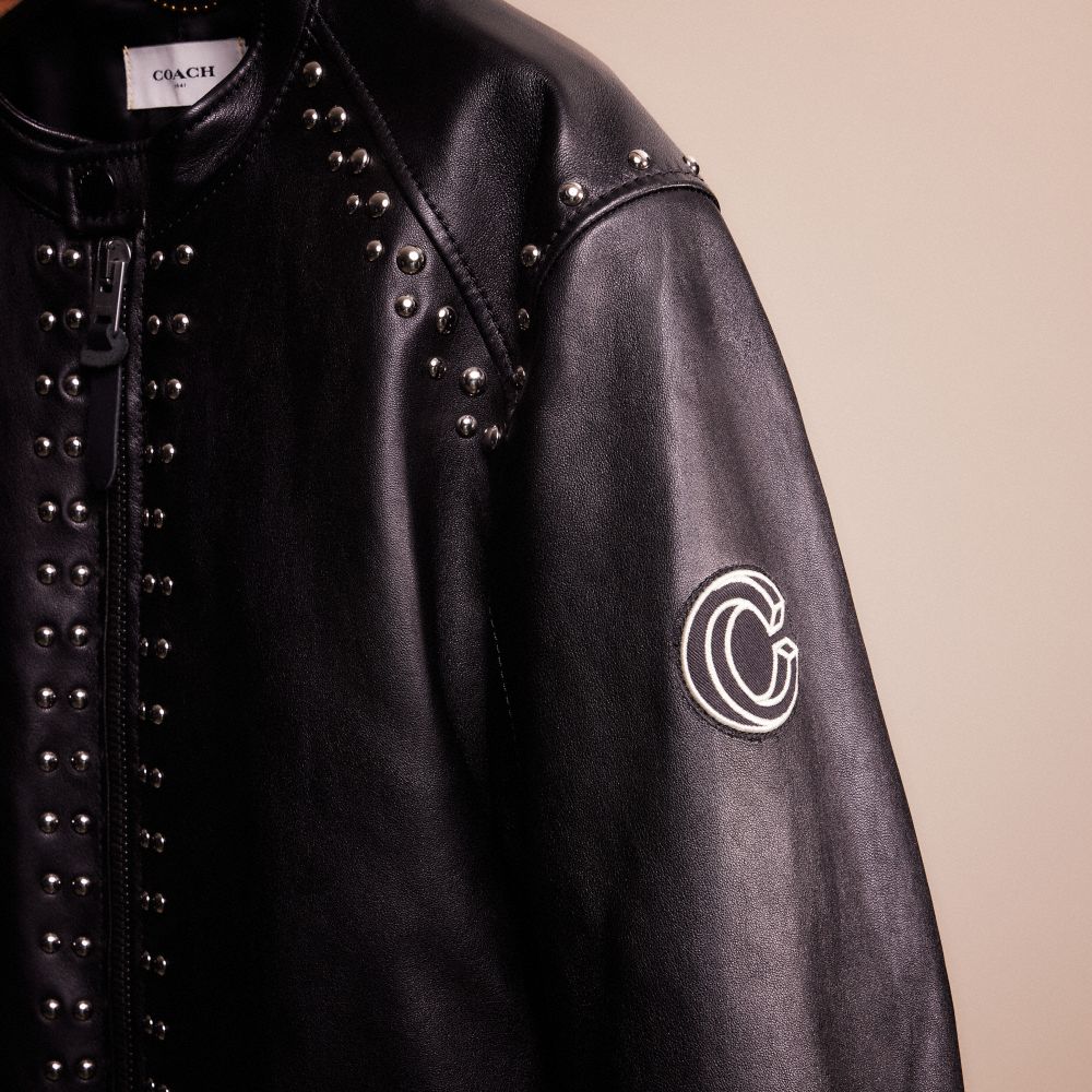 COACH®,UPCRAFTED LEATHER RACER JACKET,Black,Scale View