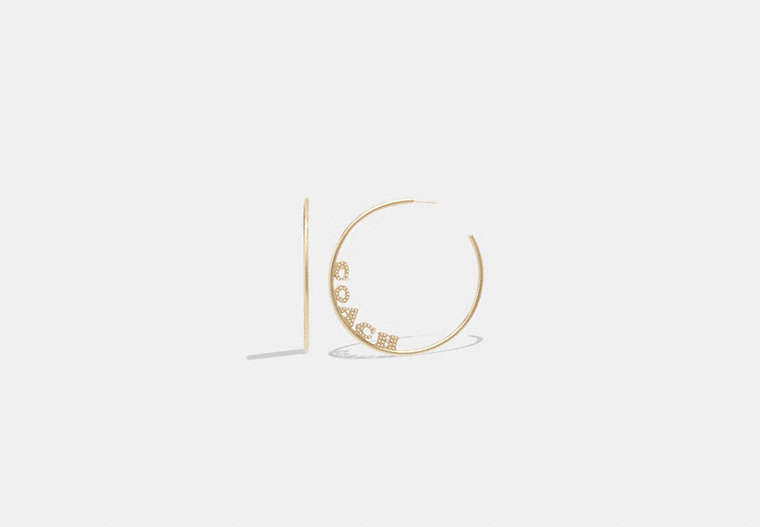 COACH®,COACH PEARL SMALL HOOP EARRINGS,Gold/Pearl,Front View