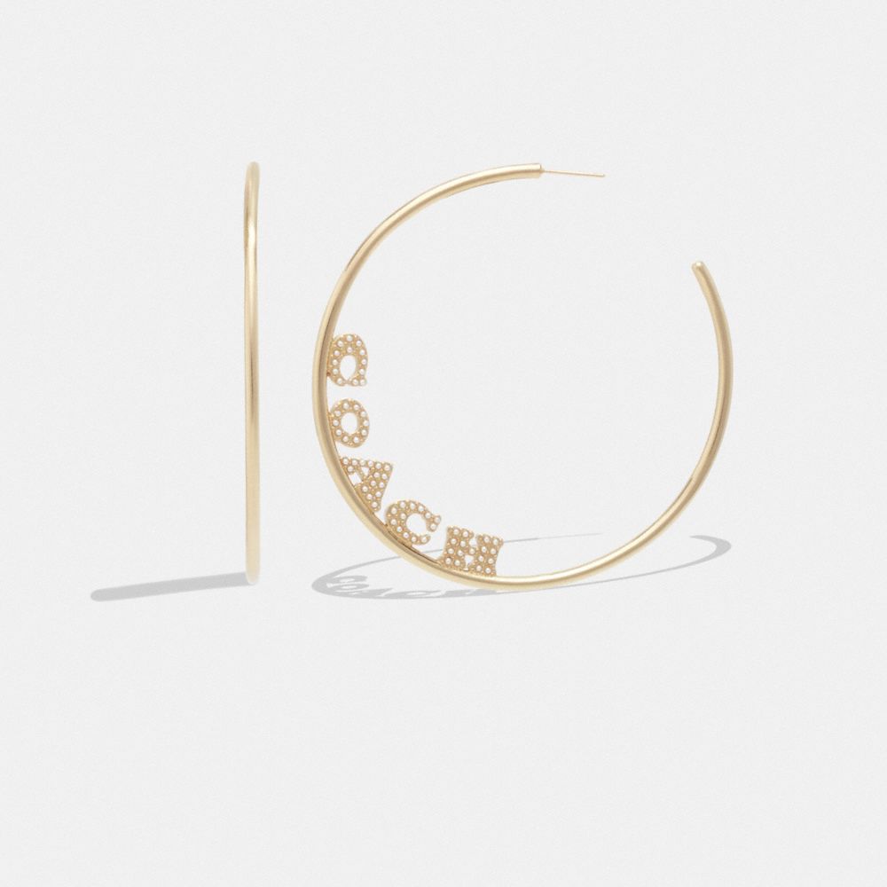 COACH®,Coach Pearl Medium Hoop Earrings,,Front View