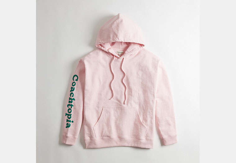 COACH®,Hoodie in 100% Recycled Cotton: 3 Clouds,95% recycled cotton,Pink/Multi,Front View