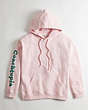 COACH®,Hoodie in 100% Recycled Cotton: 3 Clouds,95% recycled cotton,Pink/Multi,Front View