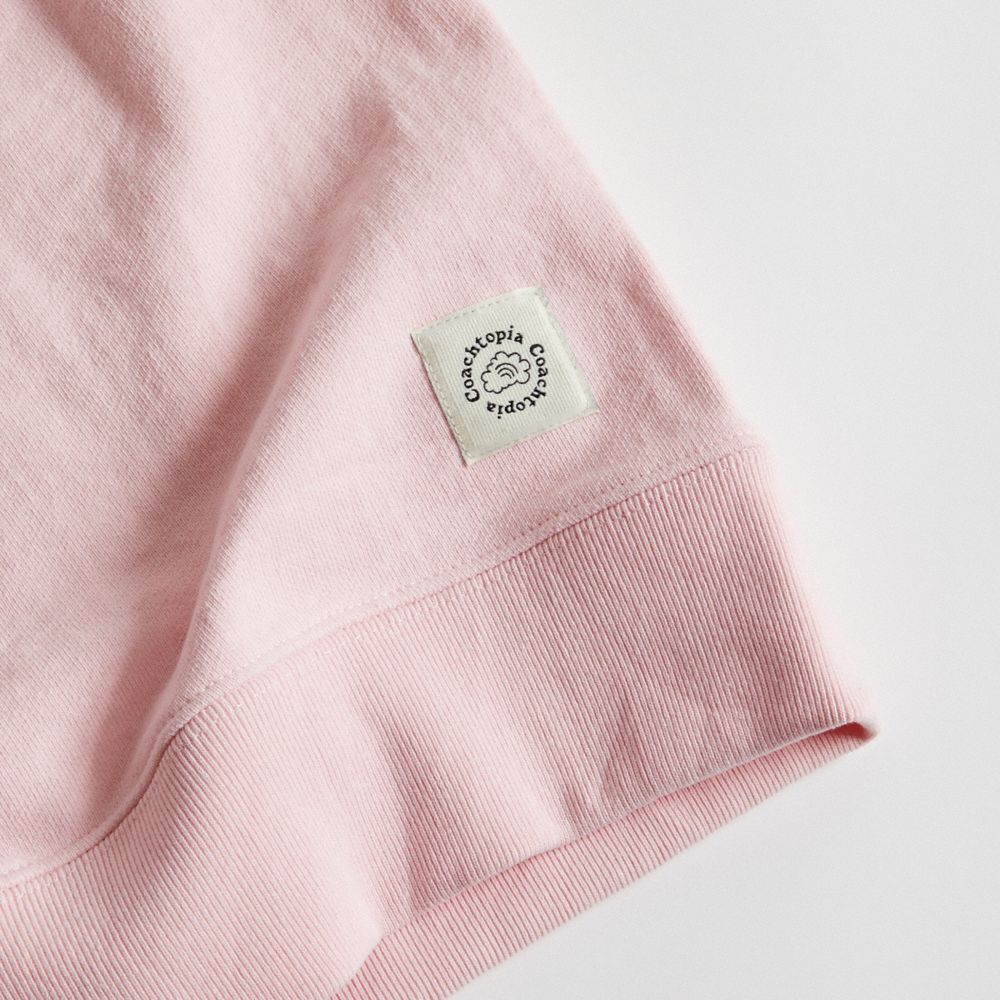 COACH®,Hoodie With Cloud Print,Recycled Cotton,Recycled Polyester,Nylon,Sweatshirt,Drawstring,Casual,Pink,Detail View