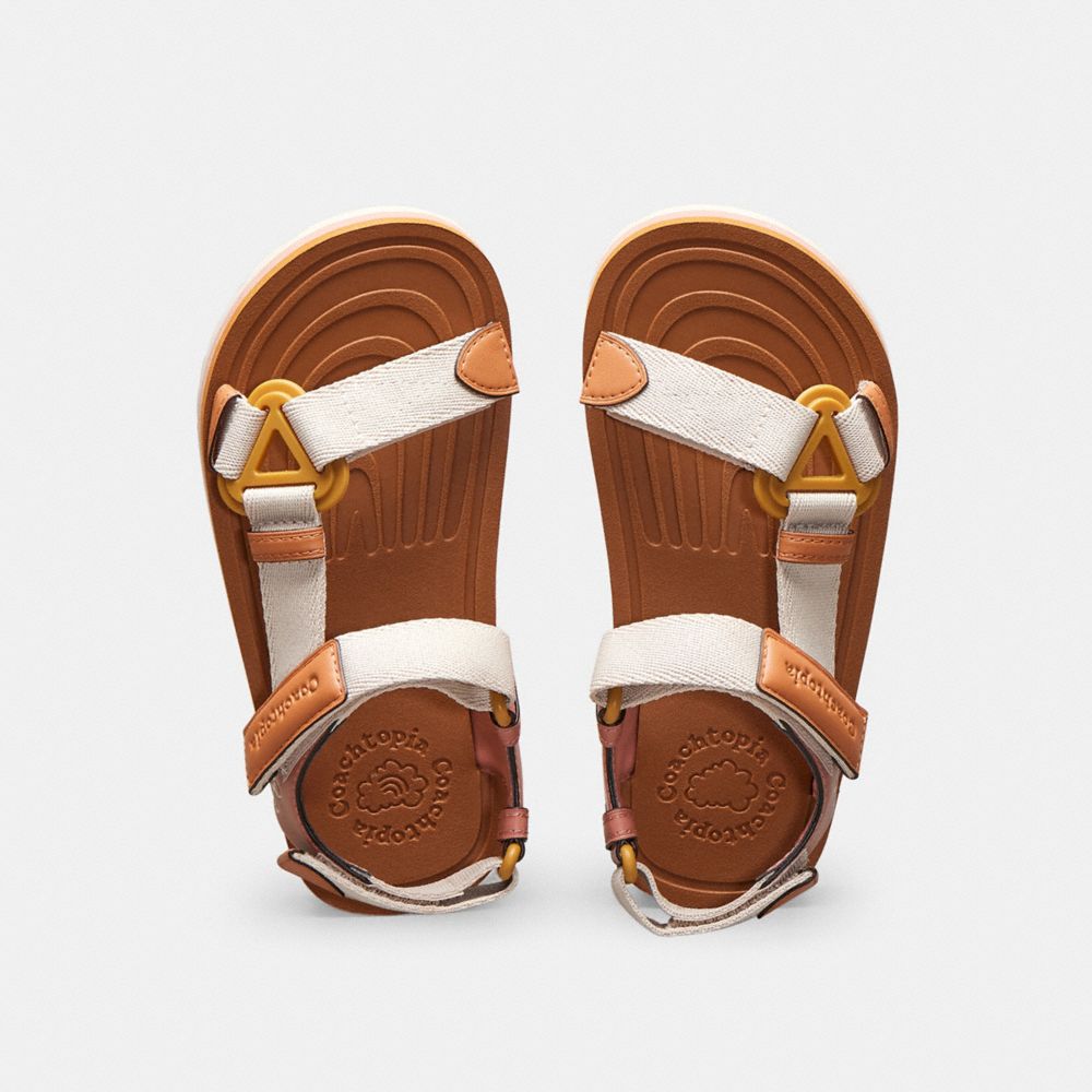 COACH®,Strappy Sandal,Coachtopia Leather,Canyon/Cloud Multi,Inside View,Top View