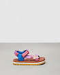 COACH®,Strappy Sandal,Coachtopia Leather,Burnished Amber/Violet Multi,Front View
