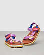 COACH®,Strappy Sandal,Coachtopia Leather,Burnished Amber/Violet Multi,Angle View