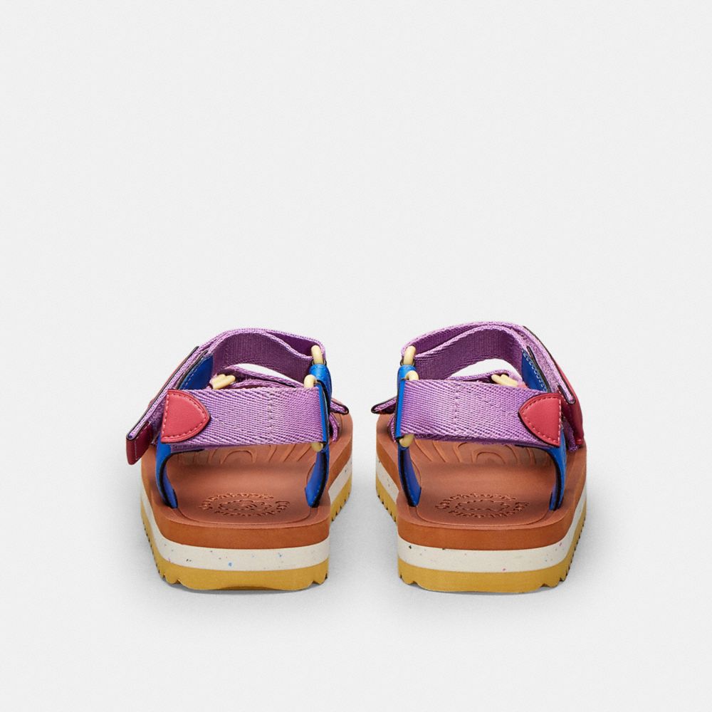 COACH®,Strappy Sandal,Polyester,Nylon,Leather,Sandals,Harness Embellishment,Casual,Multi Color,Alternate View