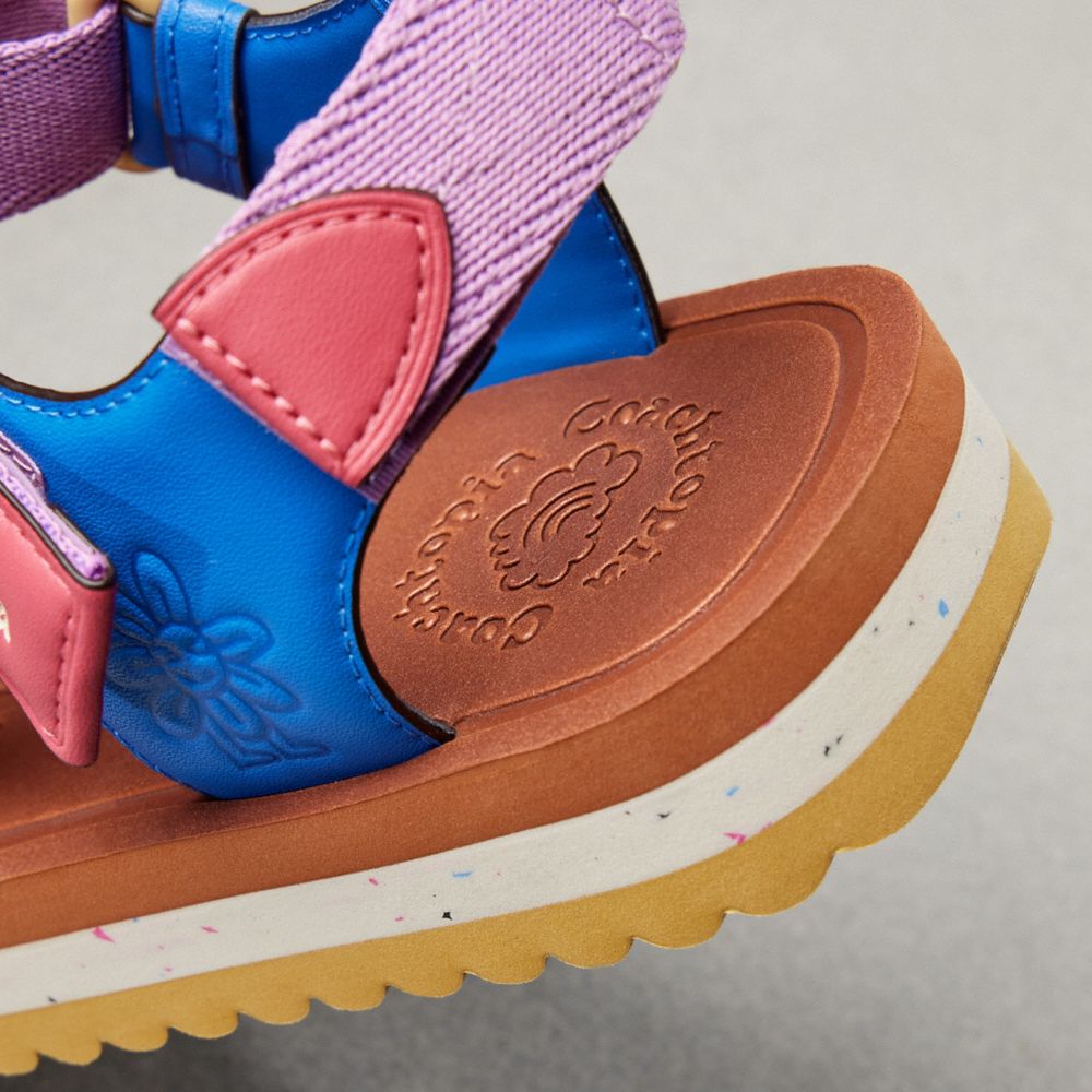 COACH®,Strappy Sandal,Polyester,Nylon,Leather,Sandals,Harness Embellishment,Casual,Multi Color,Detail View