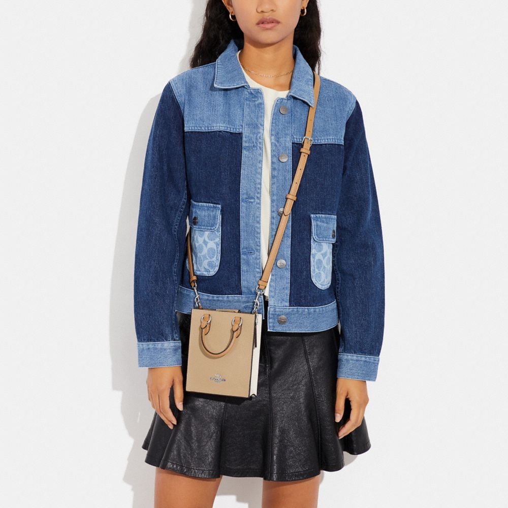 COACH®,Mini Tote In Colorblock,Beige,Detail View