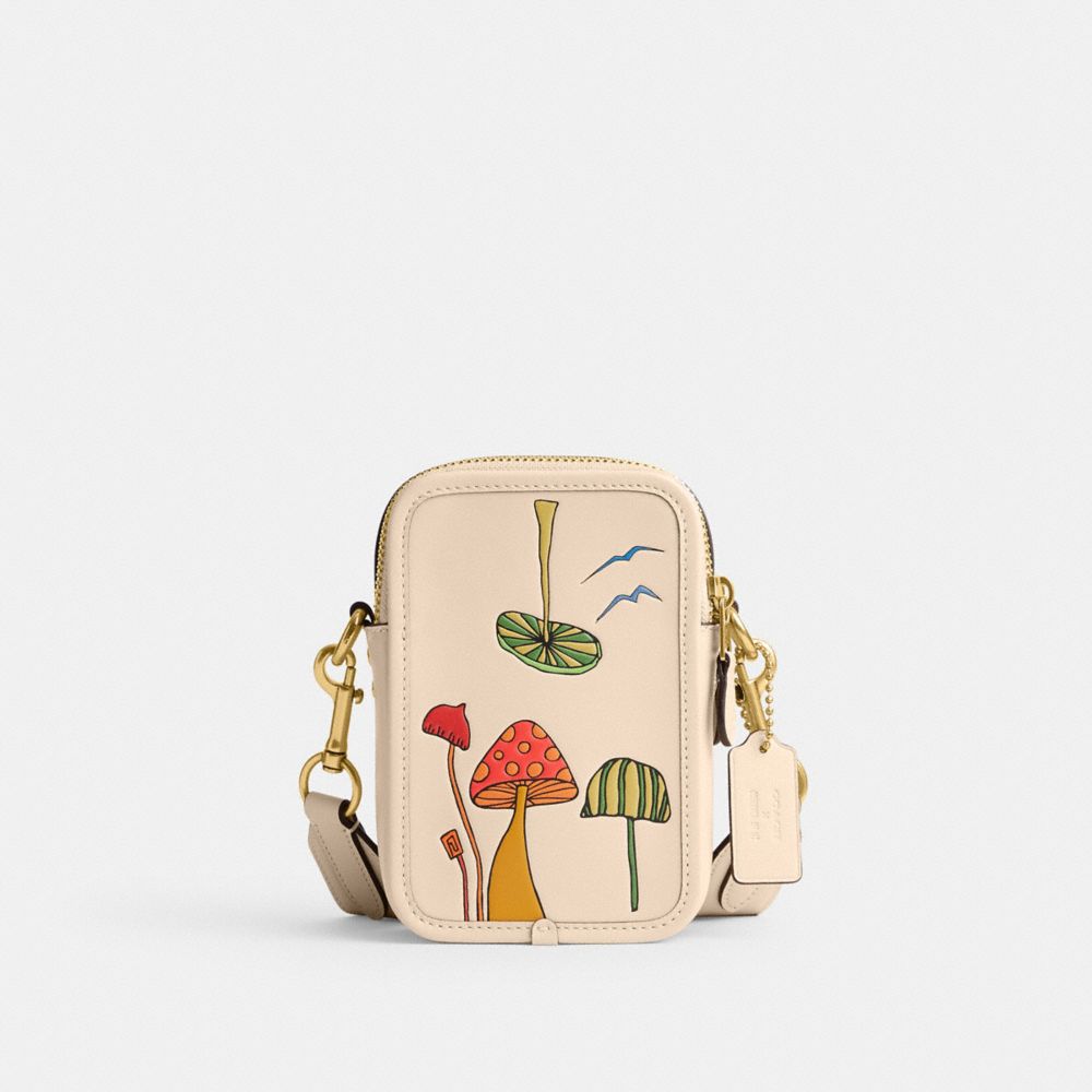 COACH®,COACH X OBSERVED BY US ROGUE CROSSBODY 12,Leather,Mini,Garden,Ivory Multi,Front View
