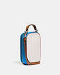 COACH®,EVA PHONE CROSSBODY IN COLORBLOCK,Leather,Silver/Chalk/Racer Blue Multi,Angle View