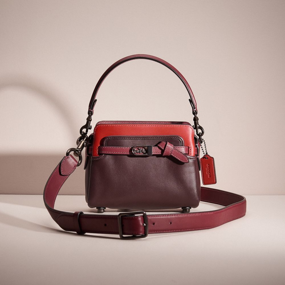 COACH®,RESTORED TATE 18 CROSSBODY IN COLORBLOCK,Glovetanned Leather,Mini,Oxblood Multi/Pewter,Front View