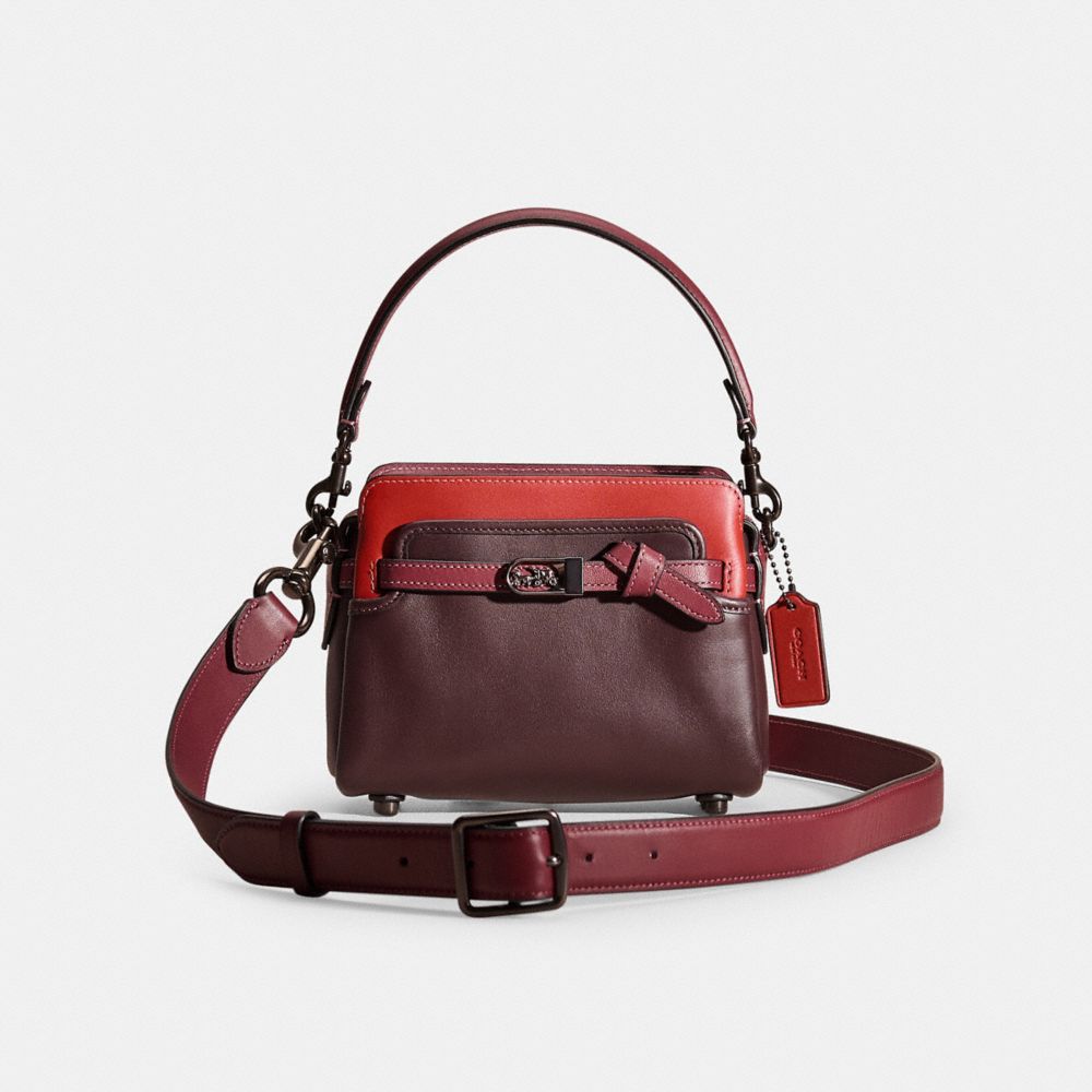 COACH®,RESTORED TATE 18 CROSSBODY IN COLORBLOCK,Glovetanned Leather,Mini,Oxblood Multi/Pewter,Front View