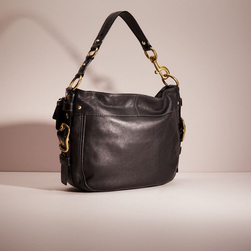 Coach Black Signature Canvas and Leather Zoe Hobo Coach