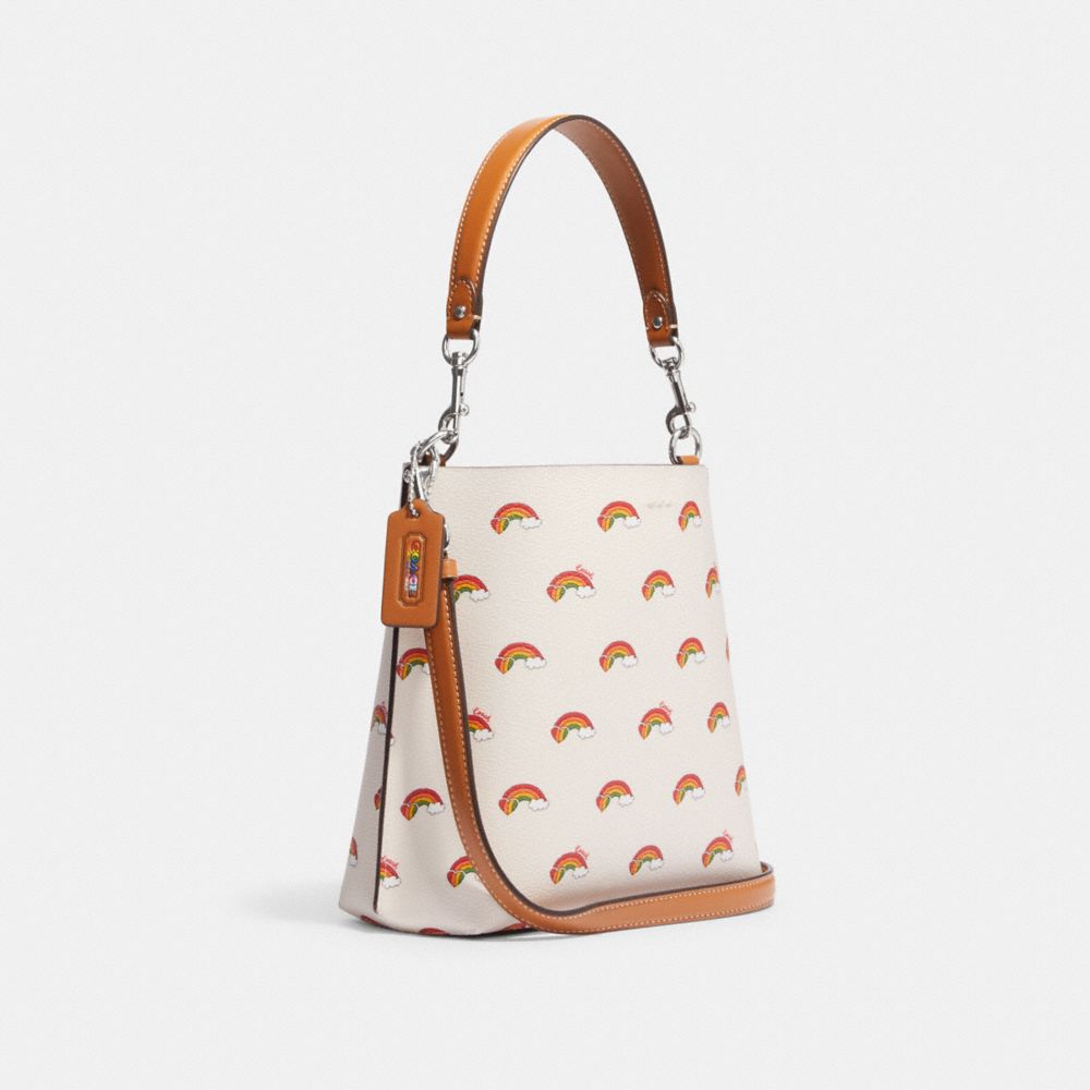 COACH®,Mollie Bucket Bag 22 With Rainbow Print,,Angle View