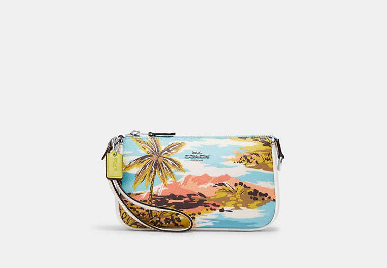COACH®,NOLITA 19 WITH HAWAIIAN PRINT,canvas,Silver/Chalk Multi,Front View image number 0