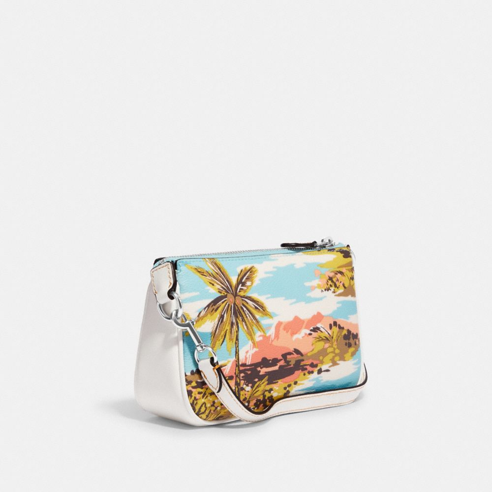 Coach CK385 Nolita 15 Chalk Glacier White Hawaiin Surfing Hola Print  Wristlet