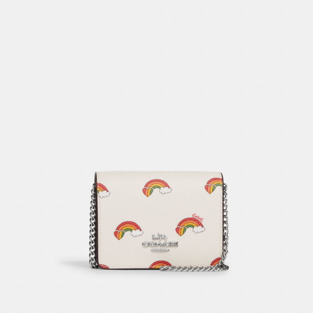 COACH®  Mini Wallet On A Chain With Rainbow Print