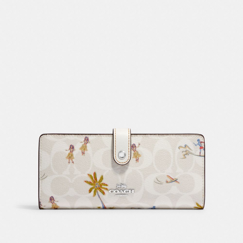 COACH® | Slim Wallet In Signature Canvas With Hula Print