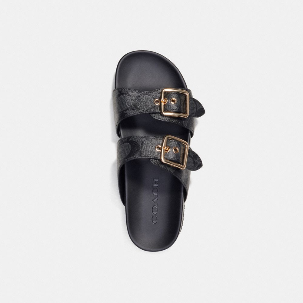 COACH®,ALLANAH SANDAL IN SIGNATURE CANVAS,Black,Inside View,Top View