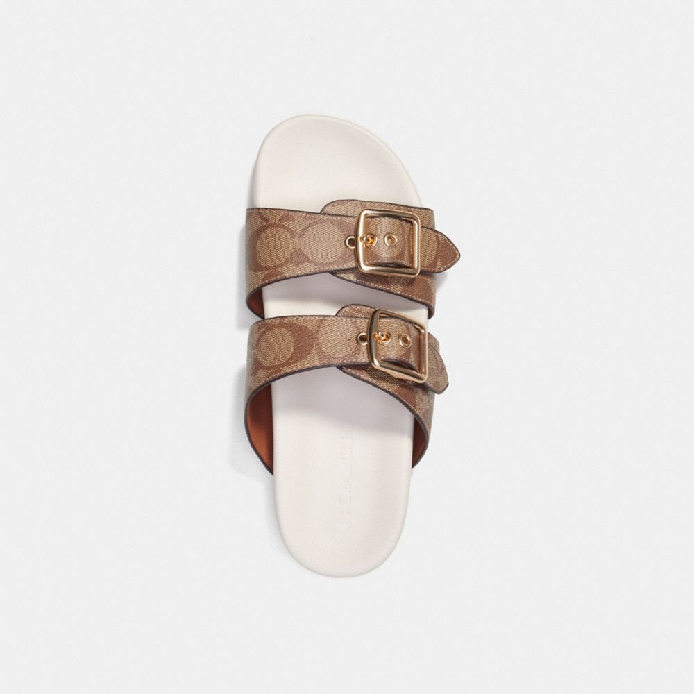 COACH®,ALLANAH SANDAL IN SIGNATURE CANVAS,Khaki/Chalk,Inside View,Top View