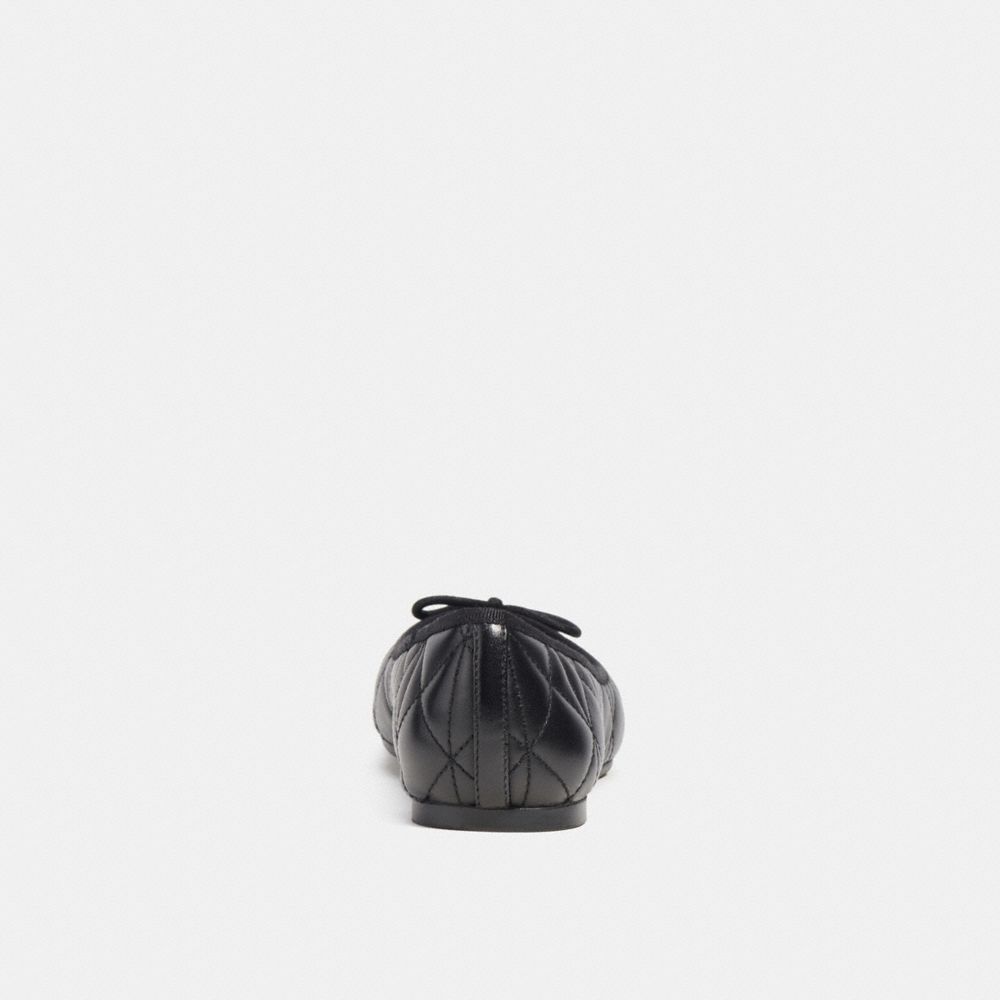 COACH®,Allyson Quilted Ballet,Lining Leather,Leather,Rubber,Ballet Flats,Bow,Work,Black,Alternate View
