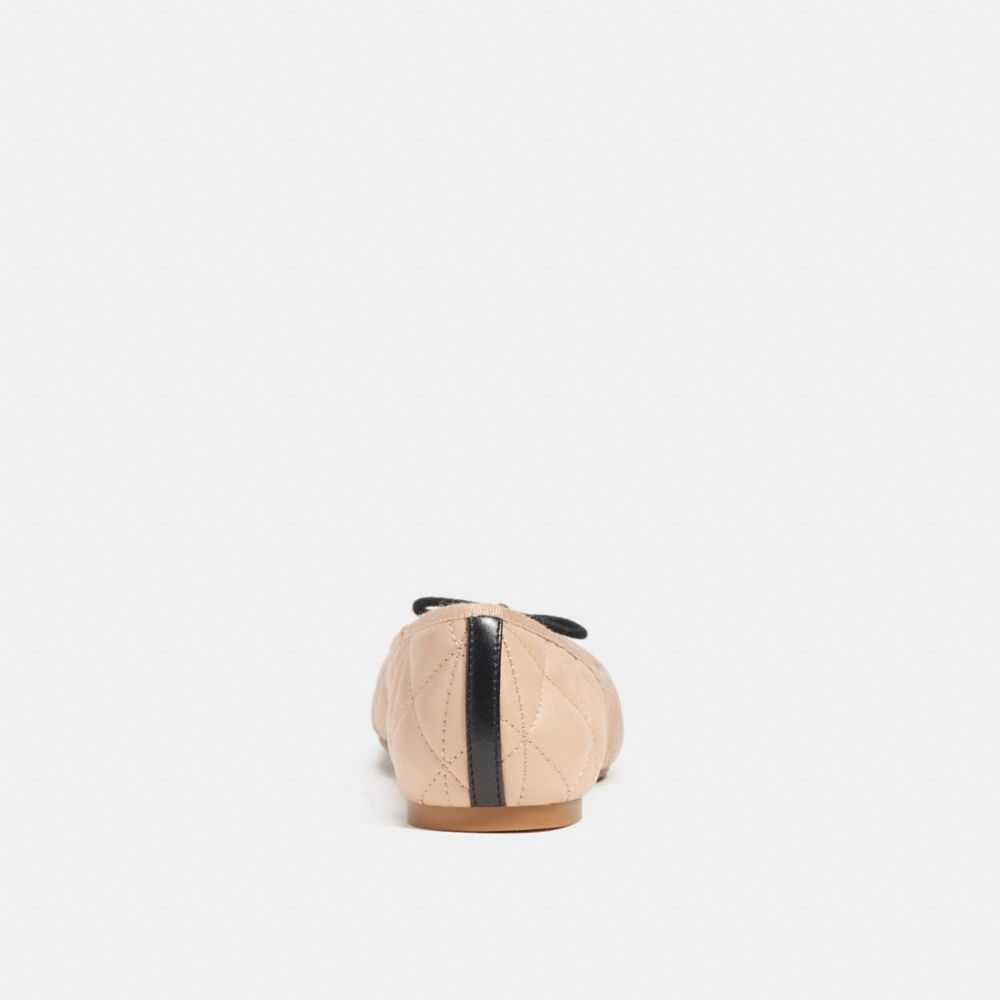 COACH®,Allyson Quilted Ballet,Rubber,Lining Leather,Leather,Ballet Flats,Color Block,Bow,Casual,,Alternate View